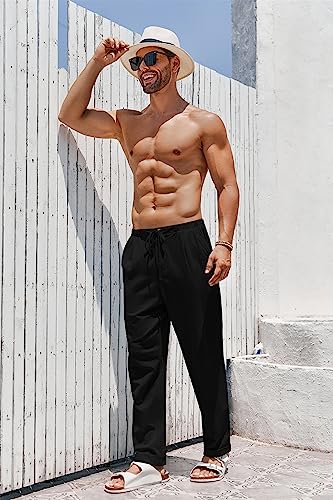 Image of Gafeng Mens Linen Pants Yoga Casual Beach Summer Harem Baggy Trousers
