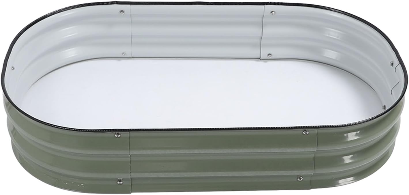 Raised Garden Bed, Planter Boxes Outdoor Planter Raised Beds Metal Oval Deep Root Planter Box Gardening Supplies for Vegetables, Flowers and Succulents, 41.3x23.6x7.9in (Light