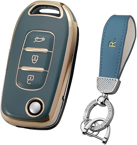 Miniatura 8 de HIBEYO Funda para llavero Renault Kadjar Koleos Sandero Stepway Logan Stepway Logan Logan 2 clio clio 5 Arkana captur TPU plegable 3 botones con