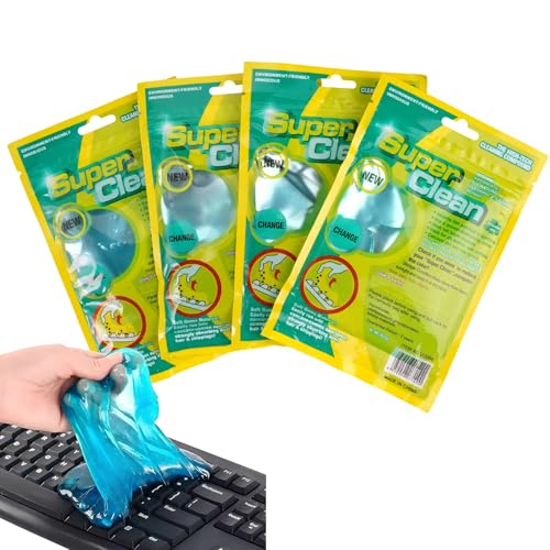 HJYIMYI 4 Piezas Gel Limpiador Teclado,Gels Limpiador de Polvo para Interior Coche,Gel de Limpieza de Coche para Computadoras,Ventilaciones de Coches,Escritor,Calculadoras y Ordenador (Color Azul)