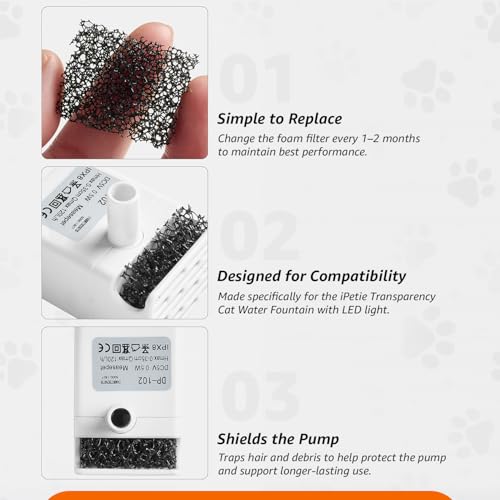 Image of Amazon Basics 3L Pet Water Fountain for Cats & Dogs | with LED Light | USB Powered | Dual Flow | Silent Pump | BPA-Free Food-Grade Material | White