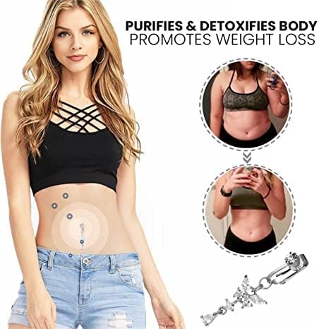 Skinyslim Lymphy Magnet-Therapy Mag Belly-Ring, Shinyskinny Lymphadrainage Bellybutton Rings, Non Piercing Acupressure Magnetic Slimming Belly Button Rings, Butterfly Belly Button Rings (2PC C)