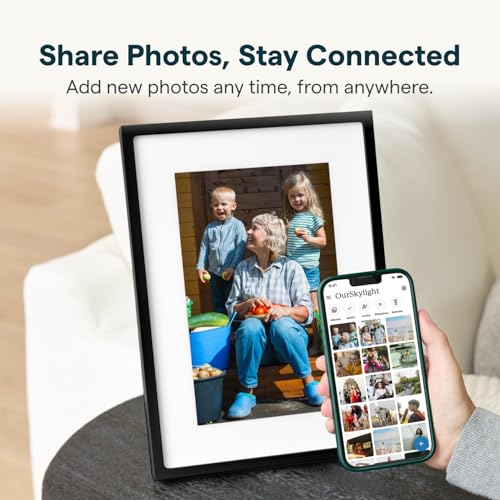 Image of Skylight Digital Picture Frame 2 - 10 inch Full HD Wi-Fi Touch Screen, 16GB Digital Photo Frame, Load Photos & Videos Directly from Phone, Anti-Glare, Ideal for Personalized Gifting, Black - w /NA Adapter