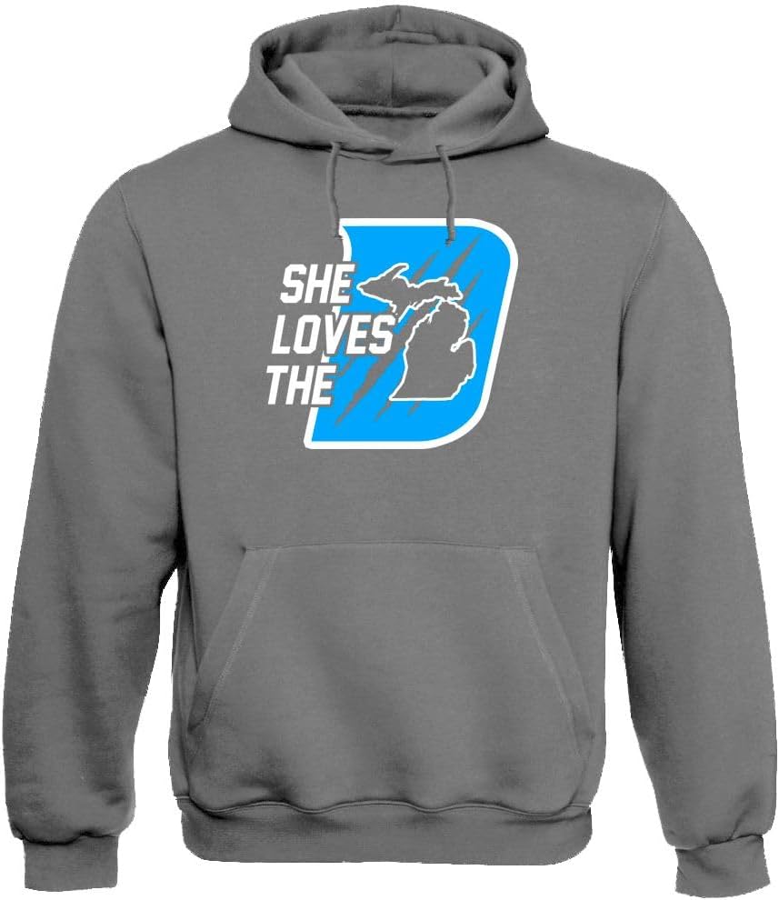 Xtreme Apparrel She Loves The D Men's Hoodie Sweatshirt for Football Fans