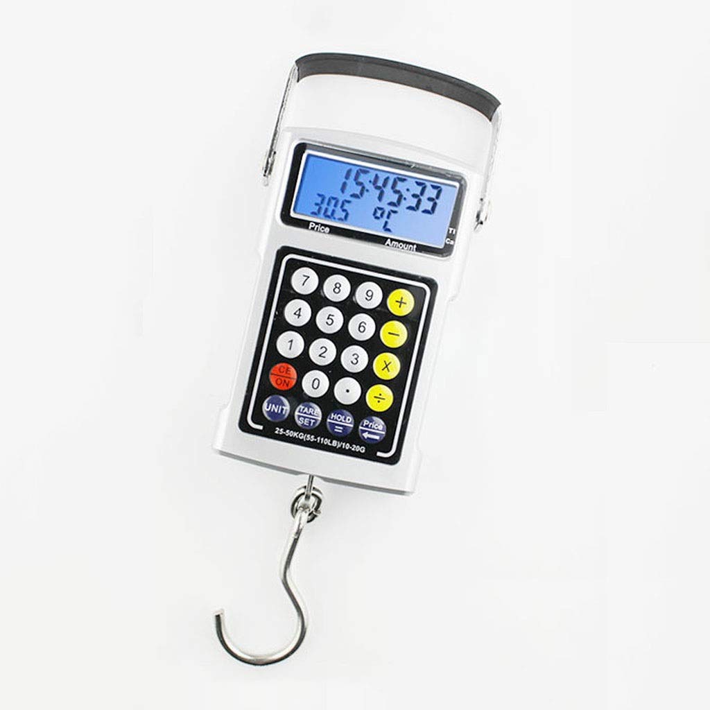 LKLNKVL Hanging scale, 50 Kg/110 Lb Crane Scale, Mini Electronic Digital Heavy Duty Outdoor Fishing Weighing Hanging Scales