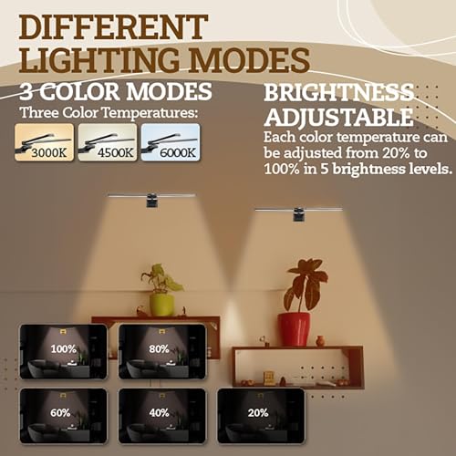 Image of 4 Pack Picture Light for Wall, 18in Cordless Rechargeable Wall Art Light, Adjustable Brightness Painting Frame Light with for Living Room, Gallery, Artwork (Black)