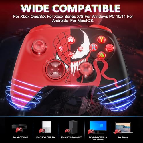 Image of Dinosoo RGB Wireless Controller for Xbox Series X|S One & PC, with, Bluetooth, Turbo, Macro, 4 Vibration Motors, 3.5mm Audio Jack
