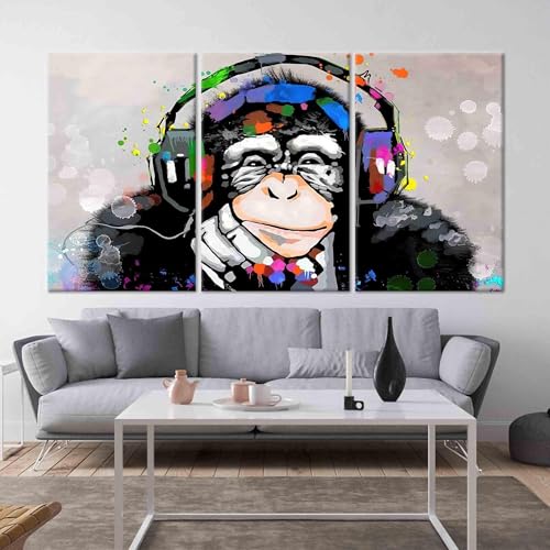Toile Pop Art singe DJ pour salon moderne affiche graffiti colorée chambre ado