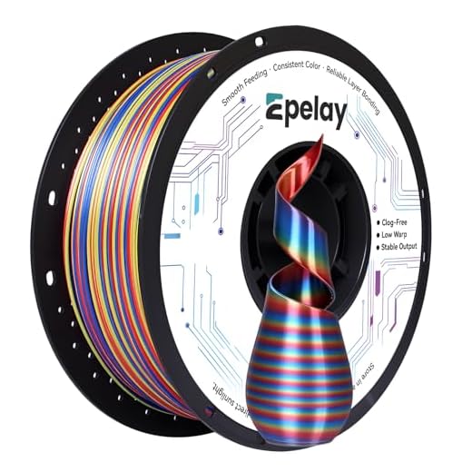 Epelay PLA+ Silk Rainbow 3D Printing Filament, Shiny Multicolor Change Printer Filament 1.75mm, Smooth Silky Surface, Most FDM 3D Printers, 1kg Spool (2.2lbs), Red Yellow Blue