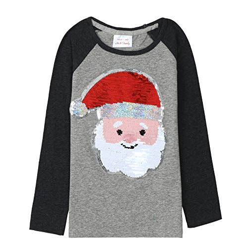 Image of Christmas Shirts for Girls and Boys Flip Sequin Santa Christmas Tree Kids T-Shirt Clothing