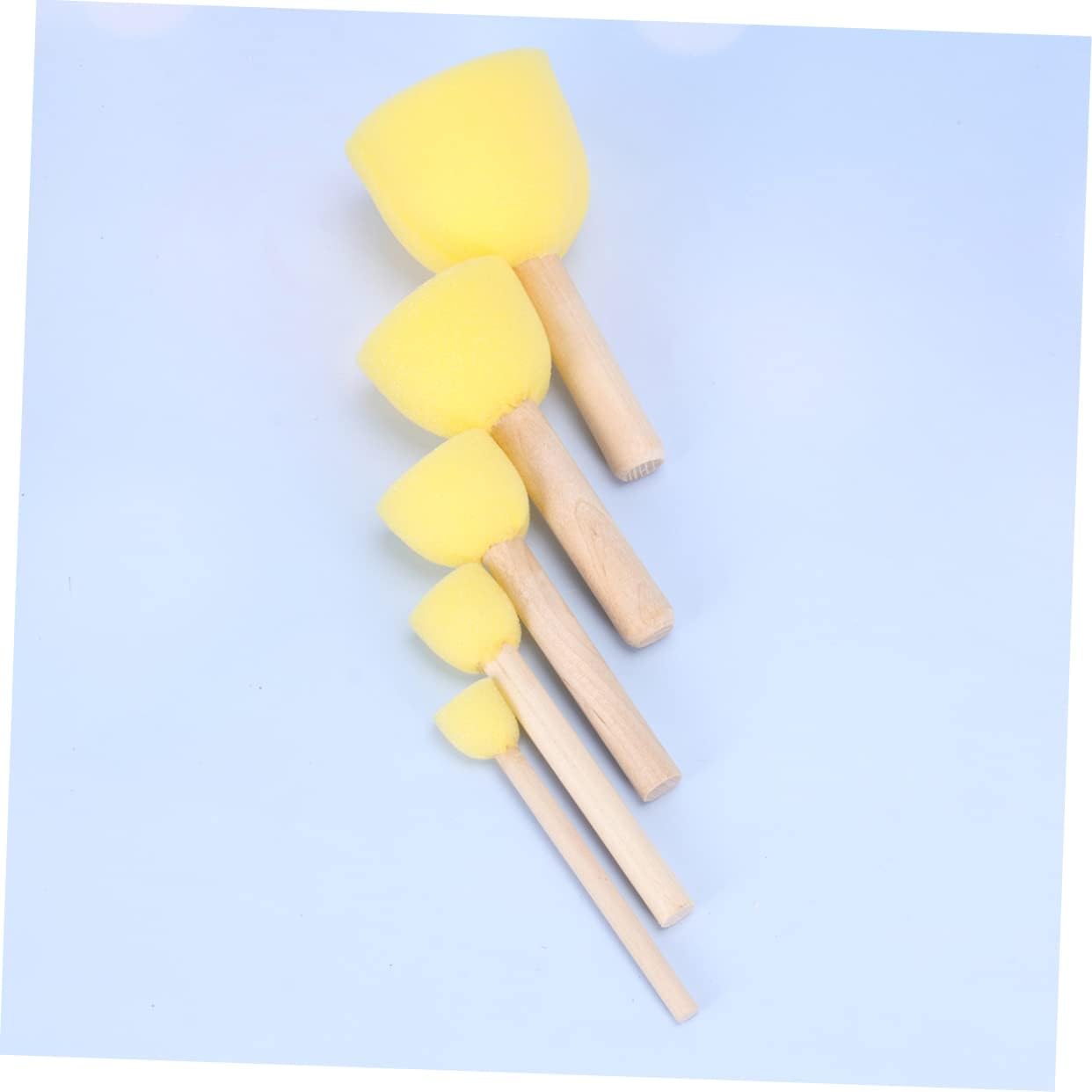 15Pcs Sponge Painting Brush Set with Wooden Handles for DIY Graffiti and Drawing Tools for Arts Crafts Multiple for Creative Fun