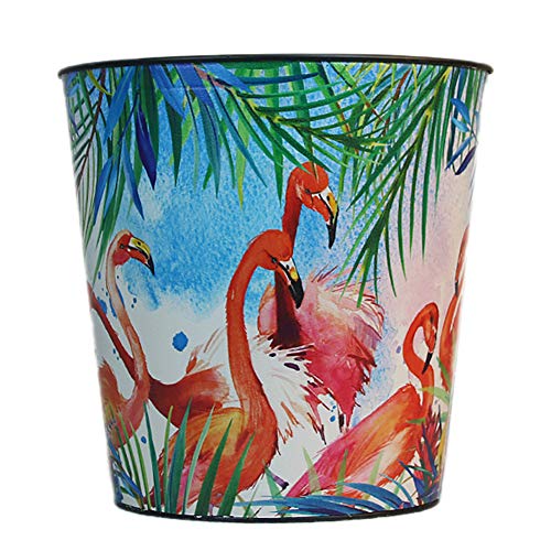 Cupcinu Waste Bin for Living Room Round PU Leather Trash Can Storage Bucket for Clothes Frame Bird Printing Uncoverd Desktop Supplies Storage for Home Office 1PCS Size 21x26cm (Red Bird)
