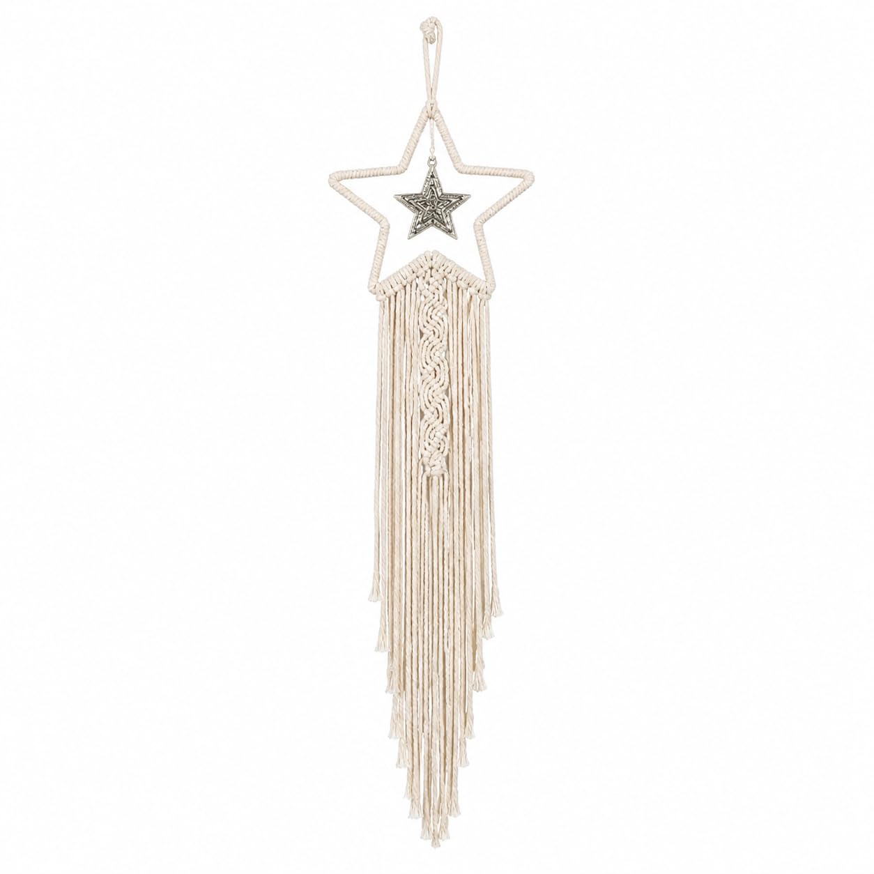 Macrame Wall Hanging Moon Dream Catcher Woven Bohemian Tapestry Home Decor for Bedroom Wedding Party Ramadan Christmas Ornament Craft Gift (Star)