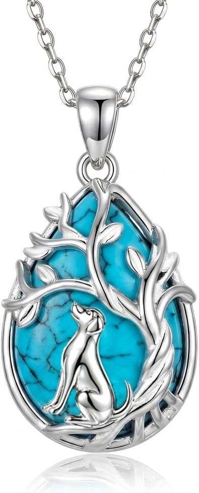 925 Silver Handmade Plated Tree Cat Dog Cow Bird Natural Turquoise
