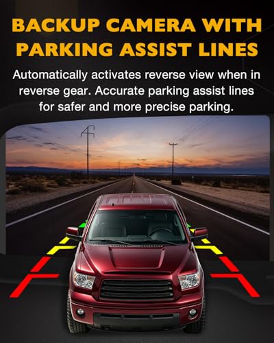 Image of Rear View Mirror Monitor w /Backup Camera, Fit for 2007-2013 Toyota Tundra | Tailgate Handle, 4.3 inch Rearview, 170 Rear Viewing Angle, Waterproof Rear View Camera, Parking Assist Safety System