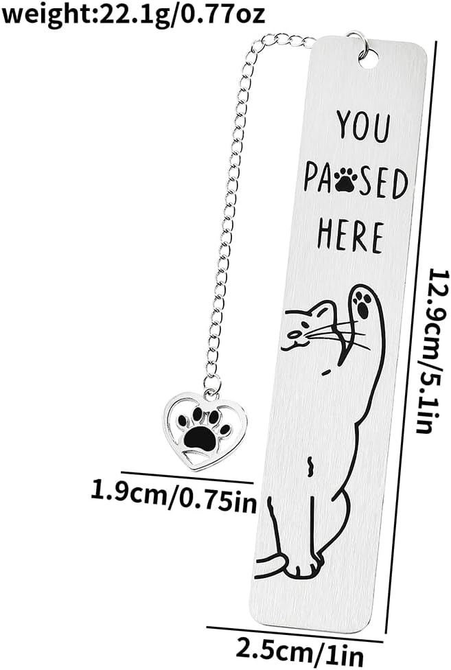 2PCS Cat Bookmarks, Cat Gifts for Women, Kitten Stainless Steel Book Marker, Funny Book Mark Cute Book Lover Gifts Thanksgiving Day Birthday Gifts for Women Men Teachers Friends (2pcs O) - Image 2