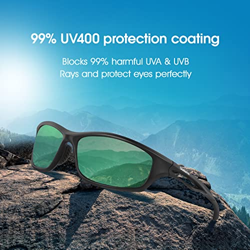 Duduma Polarized Sports Sunglasses For Men Women Running Cycling Fishing Golf Driving Shades Sun Glasses Tr90 (Black Matte Frame With Green Lens) #TOP1