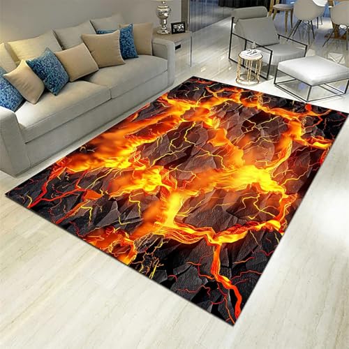 Tapis de zone 3D texture abstraite de flamme de roche polyester facile à nettoyer