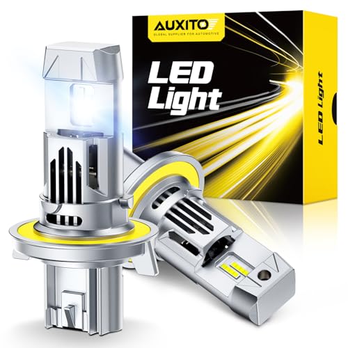 Image of AUXITO H13 /9008 Bulbs, 80,000LM 15X Super Output, 6500K Cool White, Long Lifespan, 1:1 Mini Size Replacement Light Bulbs, Plug-N-Play, Pack of 2