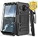 TJS Samsung Galaxy A6 2018 Case, with [Tempered Glass Screen Protector] Belt Clip Holster Dual Layer Hybrid Shock Absorbing Resist Kickstand Armor Phone Case Cover (Black)