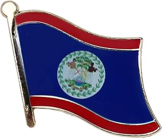 Belize Flag Die-struck Metal Single Lapel Pin with Butterfly Clasp Closure