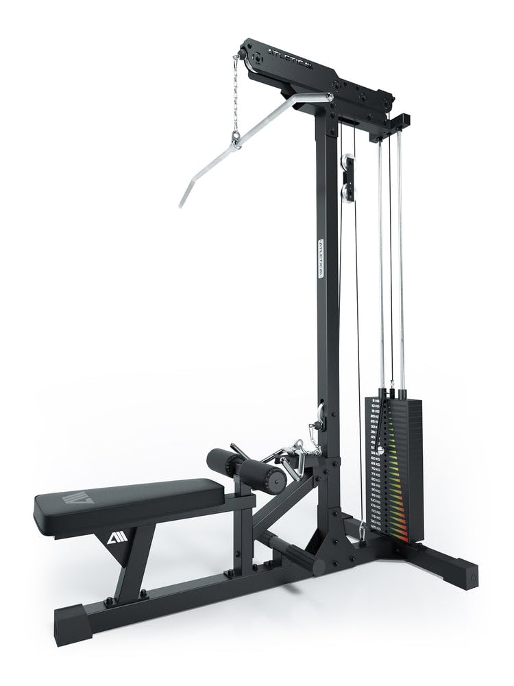 ATLETICA Latzug mit Ruder-Station, 204cm Höhe, 125kg Gewichtsblock