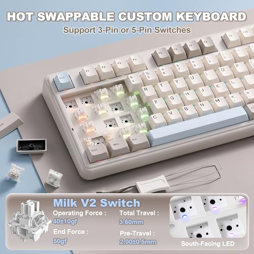 Image of YUNZII B98 PRO 96% Wireless Mechanical Keyboard (Beige, Milk Switch)