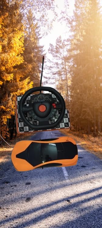 Image of Gaming Racing Wheel with Pedals, Black and Orange, Steering Controller for PC and Console Gaming, USB Compatible
