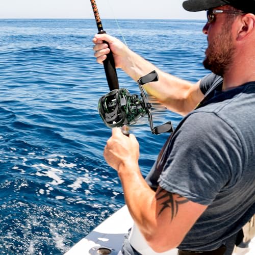 Moulinet de pêche baitcasting 7.2:1 avec roulements 4+1BB pour mer et eau douce