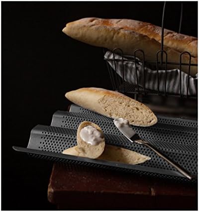 Baguette Baking Tray Perforated French Stick Loaf Baking Molds Pan for 4 Baguettes