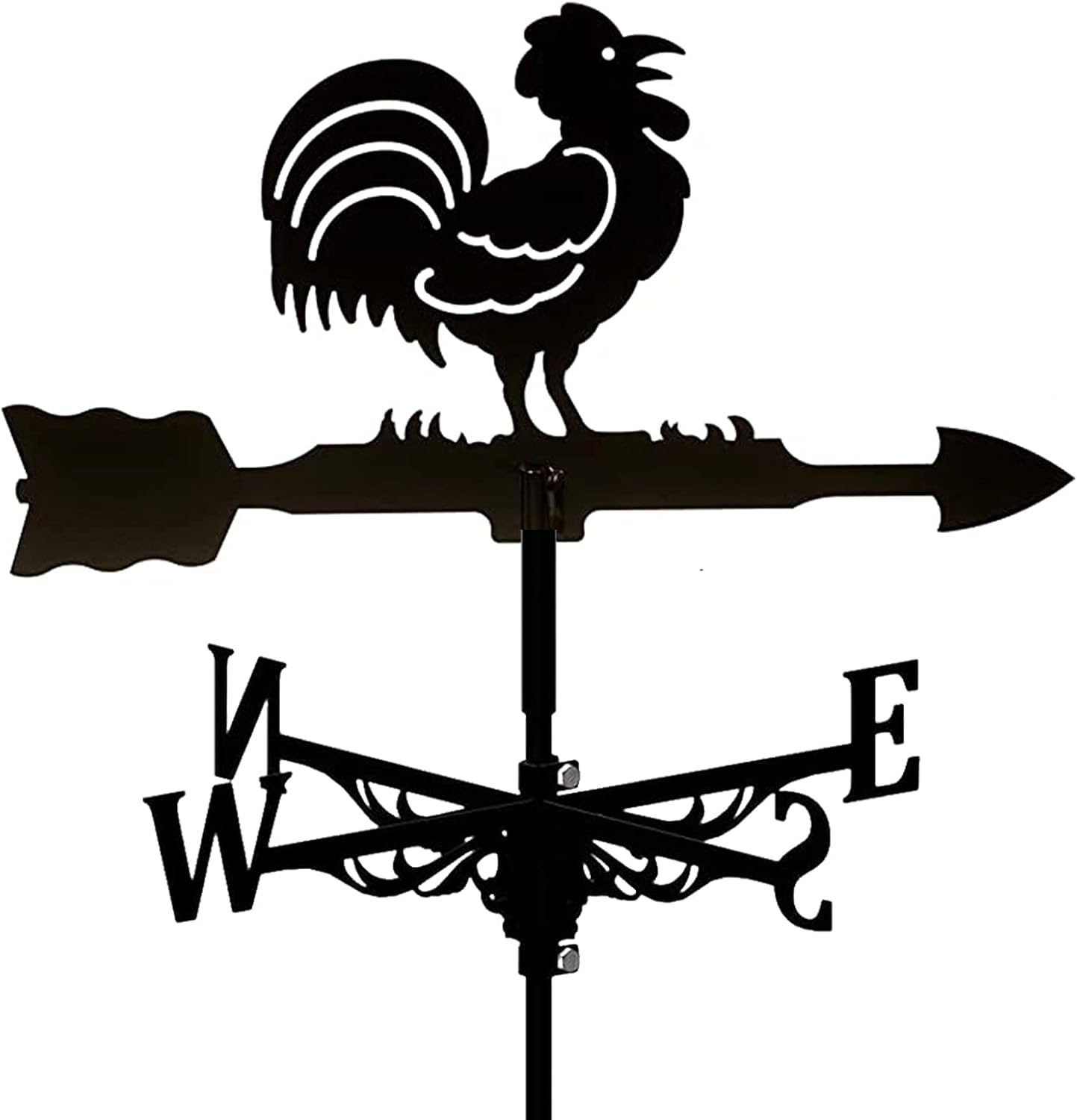 Segnavento A Forma Di Gallo In Acciaio Inox | Per Esterni, Giardino | Indicatore Direzione Vento - Foto 5