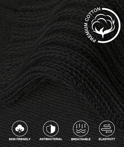 Scrunch Crew Socks Women 3 Pack Padded Cotton Slouch Socks Retro Ribbed Thick Mid Calf Socks Size 9-114