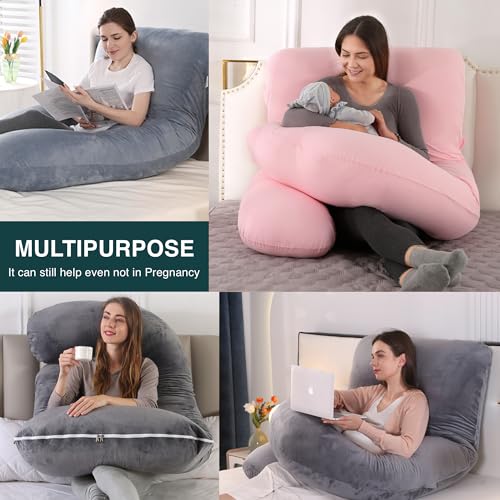 ALLOPERA Almofadas de gravidez de corpo inteiro em forma de U, travesseiro de maternidade para supor