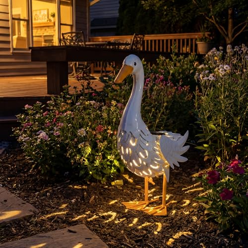 Lavezee Porch Goose Statue Lawn Goose Outdoor, Metal Garden Goose with Solar Light for Lawn Yard Backyard, Front Porch Goose for Garden Decoration - image 9