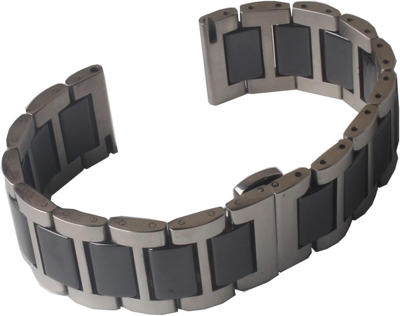 HFERHT Watchband Straight End Stainless Steel Wrap Ceramic Black Watch Strap Bracelet 14mm 15mm 16mm 17mm 18mm 19mm 20mm 21mm 22mm New