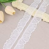 ZNZAKKA Stretch Lace Trim, 15 Yards Ivory Elastic Lace Ribbon Floral Lace Edge Trim for DIY Crafts, Wedding Decoration, Gift Wrapping