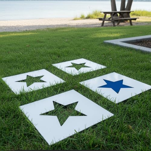 Cinnvoice 4 Pcs Large Star Stencil for Painting 12/15/18/20 Inch 4th of July Star Stencil for Yard and Lawn Reusable Plastic Templates for Walls Wood Fabric Glass DIY Art Crafts Home Decor