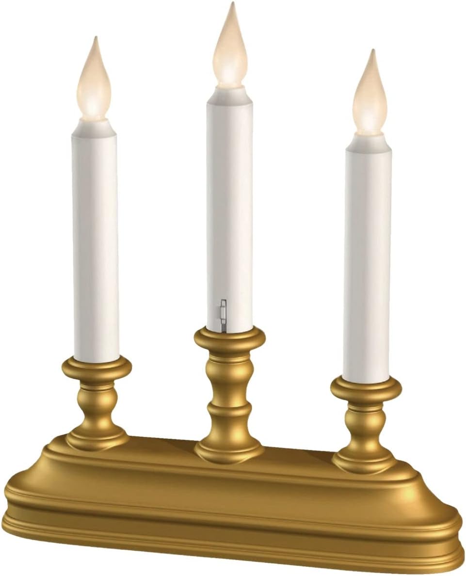 Xodus Innovations FPC1330P Battery Operated 10 inch Window Candles with Tilt to Change Flame Color and Dusk to Dawn Light Sensor Timer with 3 Candle Candelabra Base Pewter/Silver