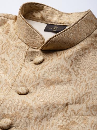 Image of VASTRAMAY Men's Banarasi Brocade Slim Fit Jodhpuri | Handcrafted Ethnic Outfit with Mandarin Collar