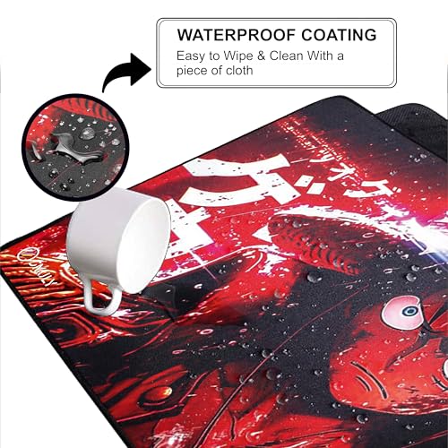 Image of Red Pirate Warrior XL Mouse Pad 58.5 x 28 cm Extended Gaming Desk Mat with Anti-Slip Rubber Base Mousepad for Smooth Surface Desk pad for PC & Laptop Use Waterproof & Stiched Multicolour Deskpad