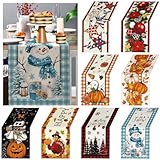 LemonRoad 8 Pcs Winter Holiday Seasonal Table Runner 72 Inches Table Runner Long Kitchen Dining Decor for Winter 4th of July Party Home Decoration Supplies
