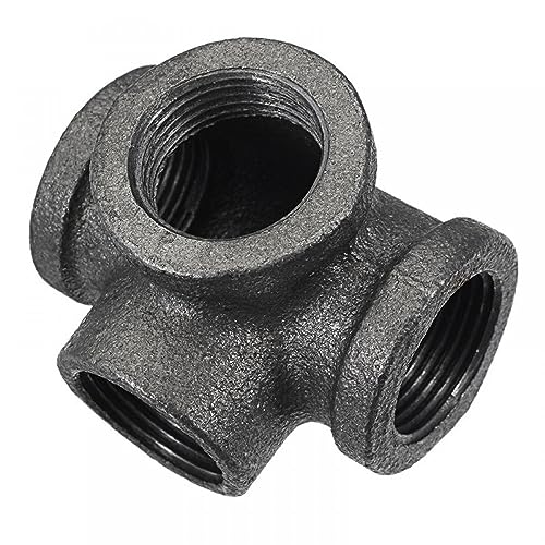 4 Way Pipe Fitting Malleable Iron Black Side Outlet Tee Female Tube Connector (1 inch) by GXMRHWY - Used condition - CA$14.81