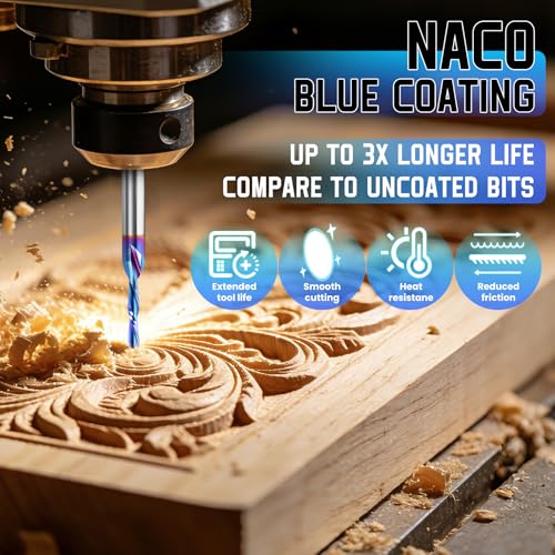 HQMaster Downcut Bit 1/8" Shank Down Cut Spiral CNC Router Bits End Mill Tungsten Carbide Milling Cutter Set 10 Pack (1/16”) by HQMaster - Image 4