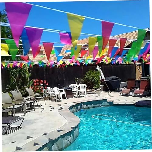 Banderas triangulares coloridas de 328 pies para fiestas de carnaval 6