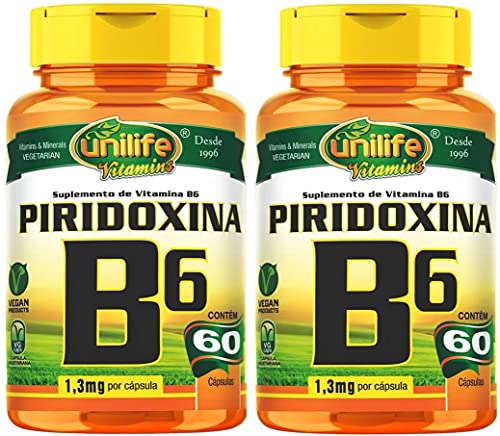 Vitamina B6 (Piridoxina) - 2 unidades de 60 Cápsulas - Unilife