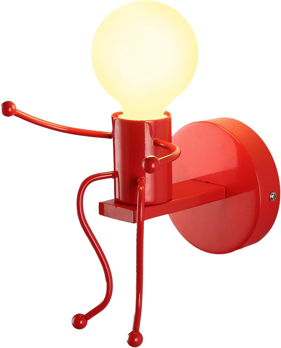 Mini Wall Light Fixture Baking Paint Creative Little People Wall Lamps Bedroom Decoration Metal Bedside Lamp Modern Children Cartoon Doll Wall Sconces Gift LED Lighting Indoor E26 Base (Red)