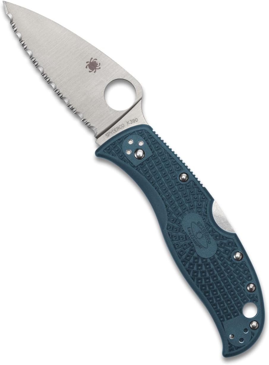Spyderco LeafJumper Folding Pocket Knife with 3" K390 Steel Blade and FRN Handle - EDC Knife for Men and Women, Perfect for Hunting, Tactical, Camping, Survival, Hiking - PlainEdge - C262SBLK390