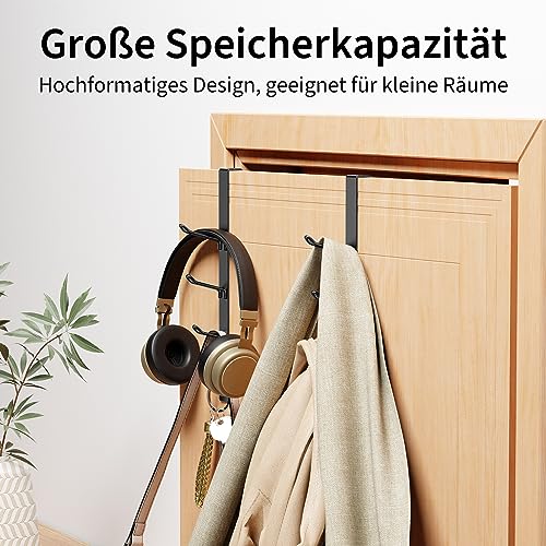 niffgaff Türhaken, vertikaler türhaken zum einhängen, kleiderhaken tür, haken zum einhängen, für Handtuch- und Kleiderbügel, Schwarz, 2er-Pack, 31.5cm