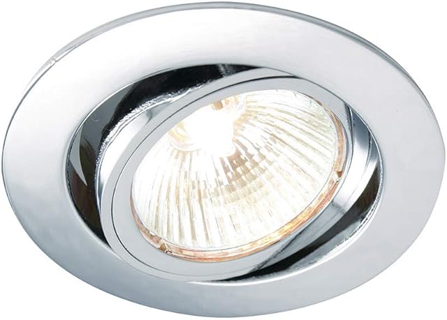 Saxby Cast Modern Recessed 50W Adjustable Tilt Twist & Lock Mains 240V LED Compatible GU10 IP20 Rated Chrome Ceiling Spot Downlight for Kitchen Bedroom Lounge etc.