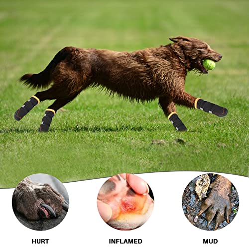Warm Dog Boots Winter Beacon Pet Dog Shoes 4Pcs, Fleece Lined Dog Shoes With Drawstring, Dog Snow Boots Anti-Slip Rugged Sole - Reflective Dog Booties For Small Medium Large Dogs (Orange #8) #TOP5